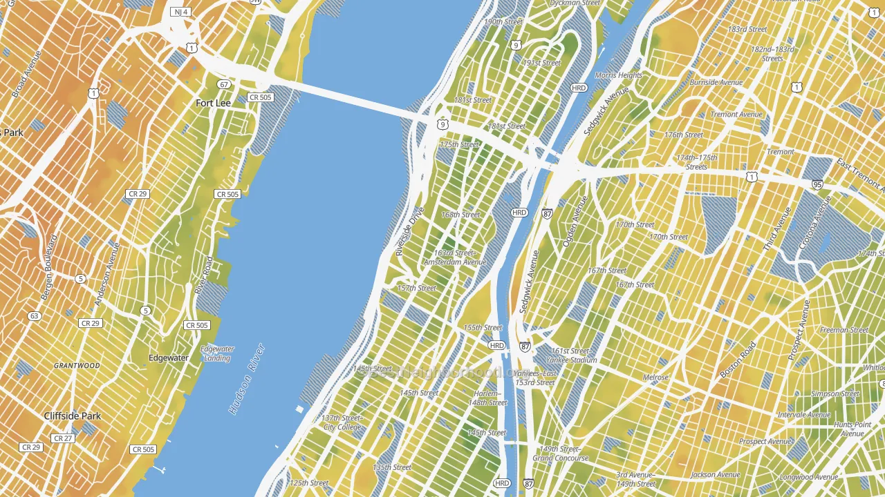 Bike Grade map of 10032, NY
