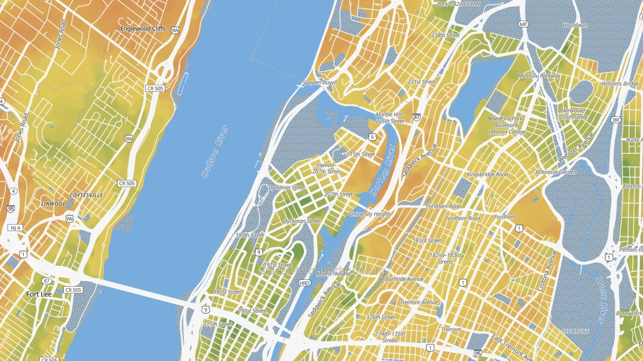 Bike Grade map of 10034, NY