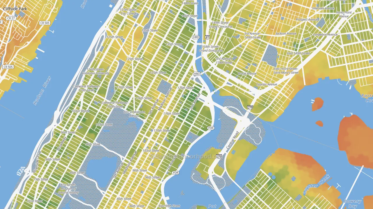 Bike Grade map of 10035, NY