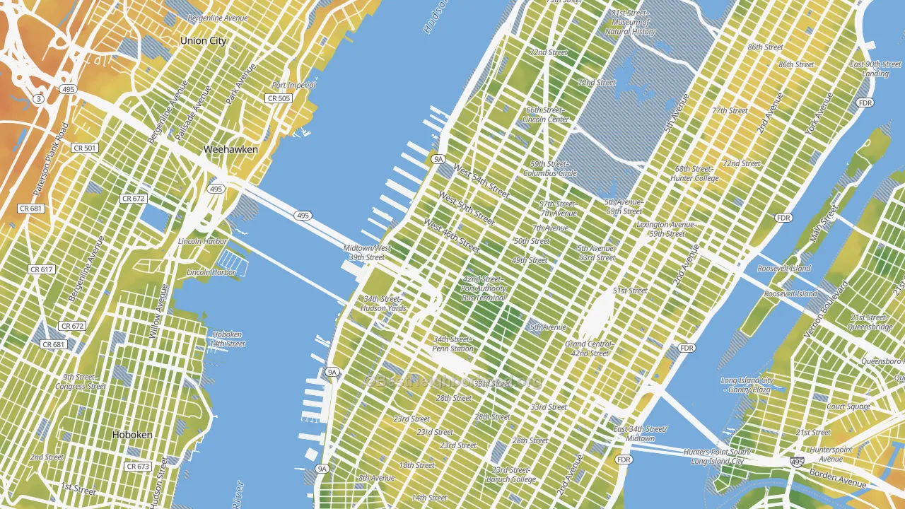 Bike Grade map of 10036, NY