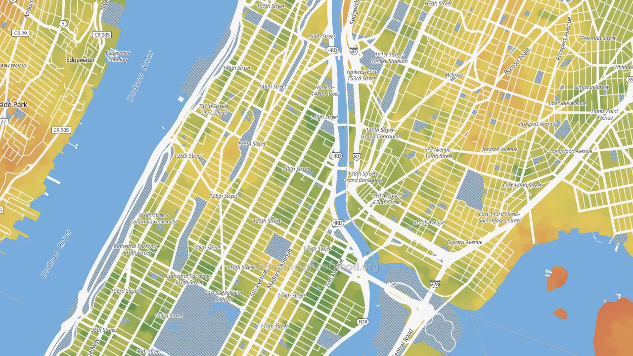 Bike Grade map of 10037, NY