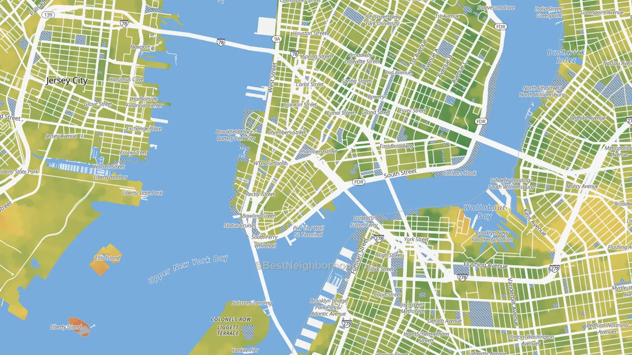 Bike Grade map of 10038, NY