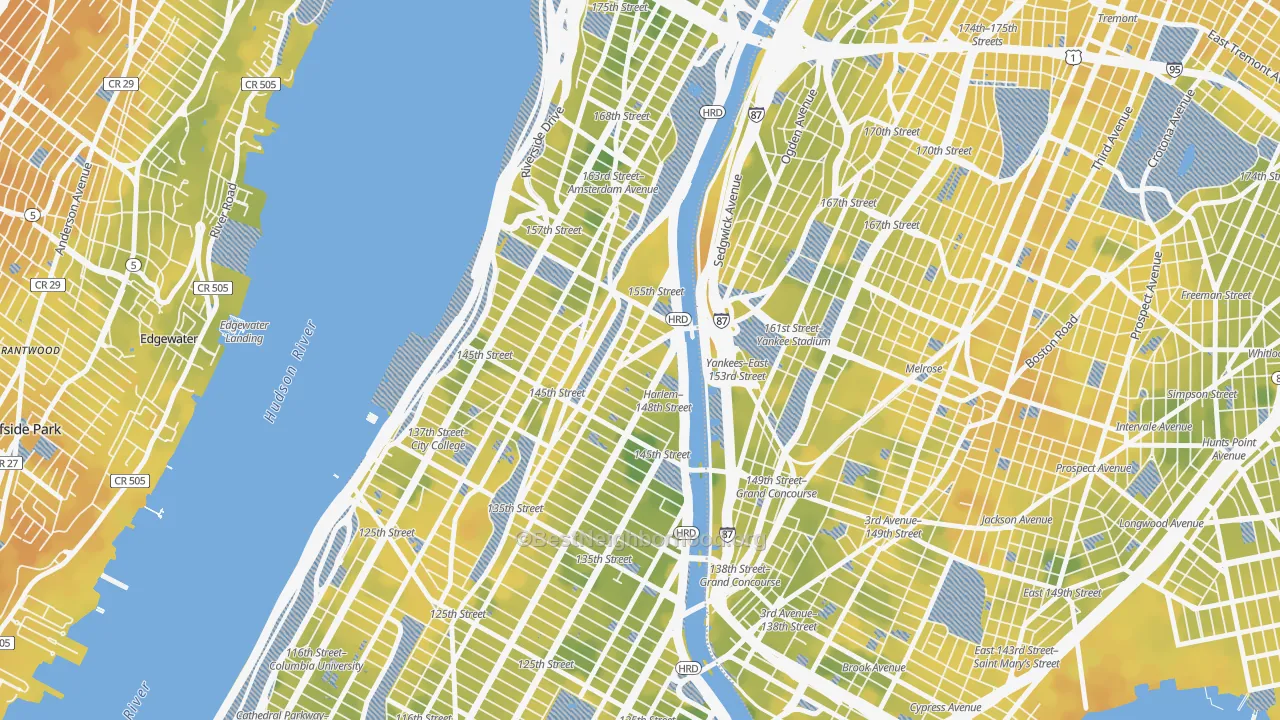 Bike Grade map of 10039, NY