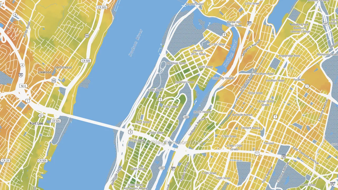 Bike Grade map of 10040, NY