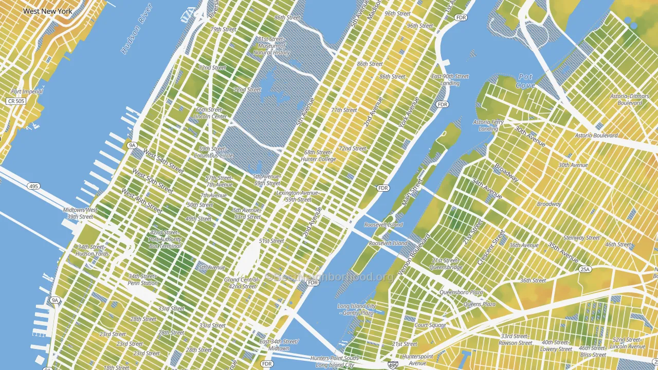 Bike Grade map of 10065, NY
