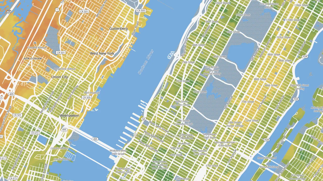 Bike Grade map of 10069, NY