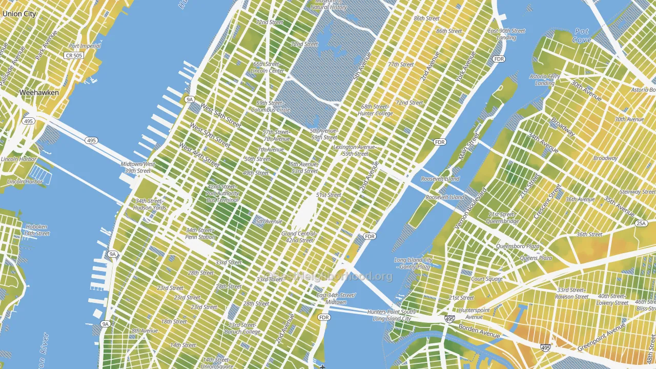 Bike Grade map of 10152, NY