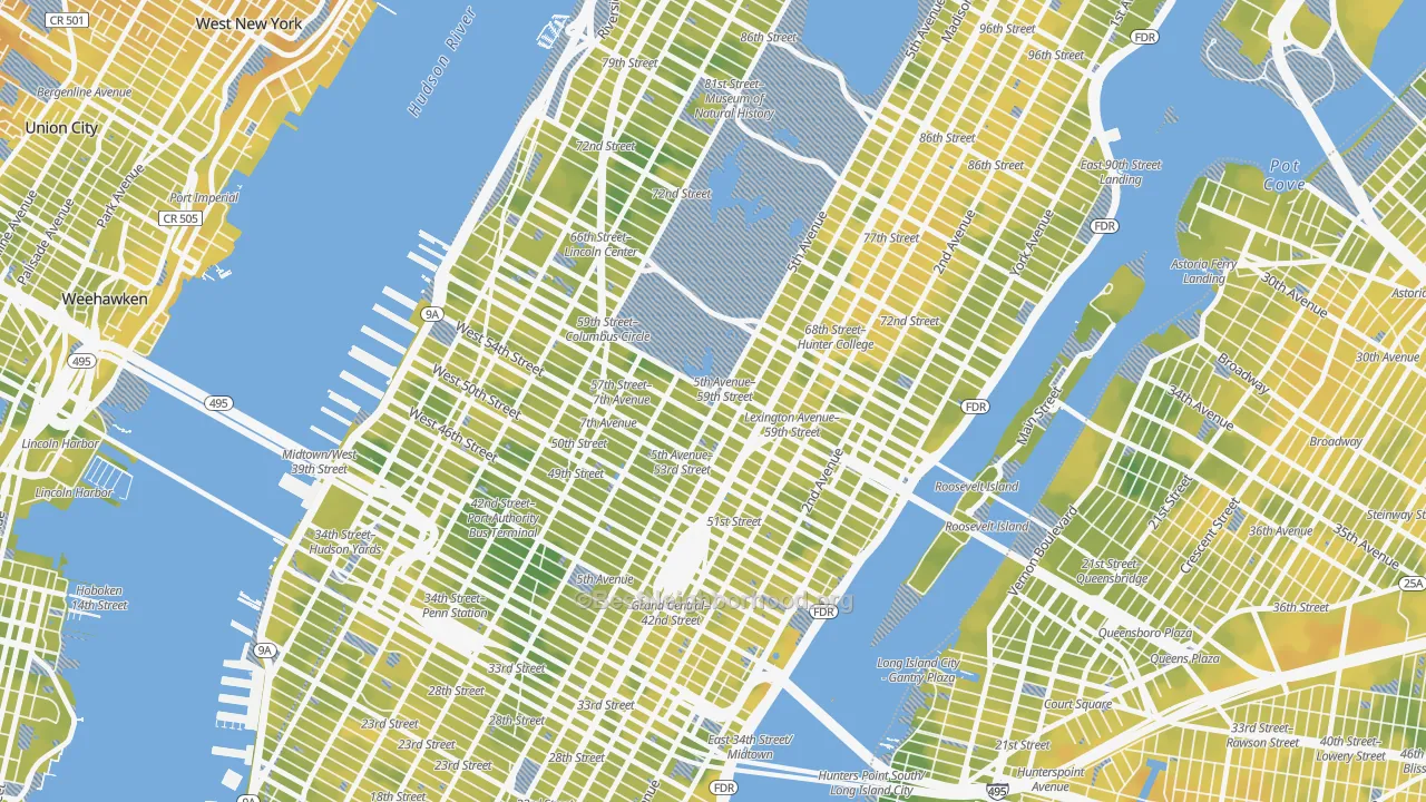 Bike Grade map of 10153, NY