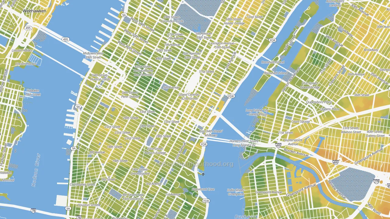 Bike Grade map of 10158, NY