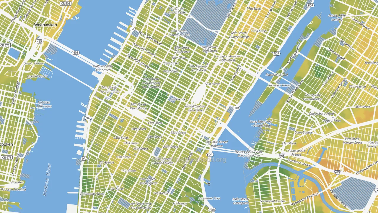 Bike Grade map of 10165, NY