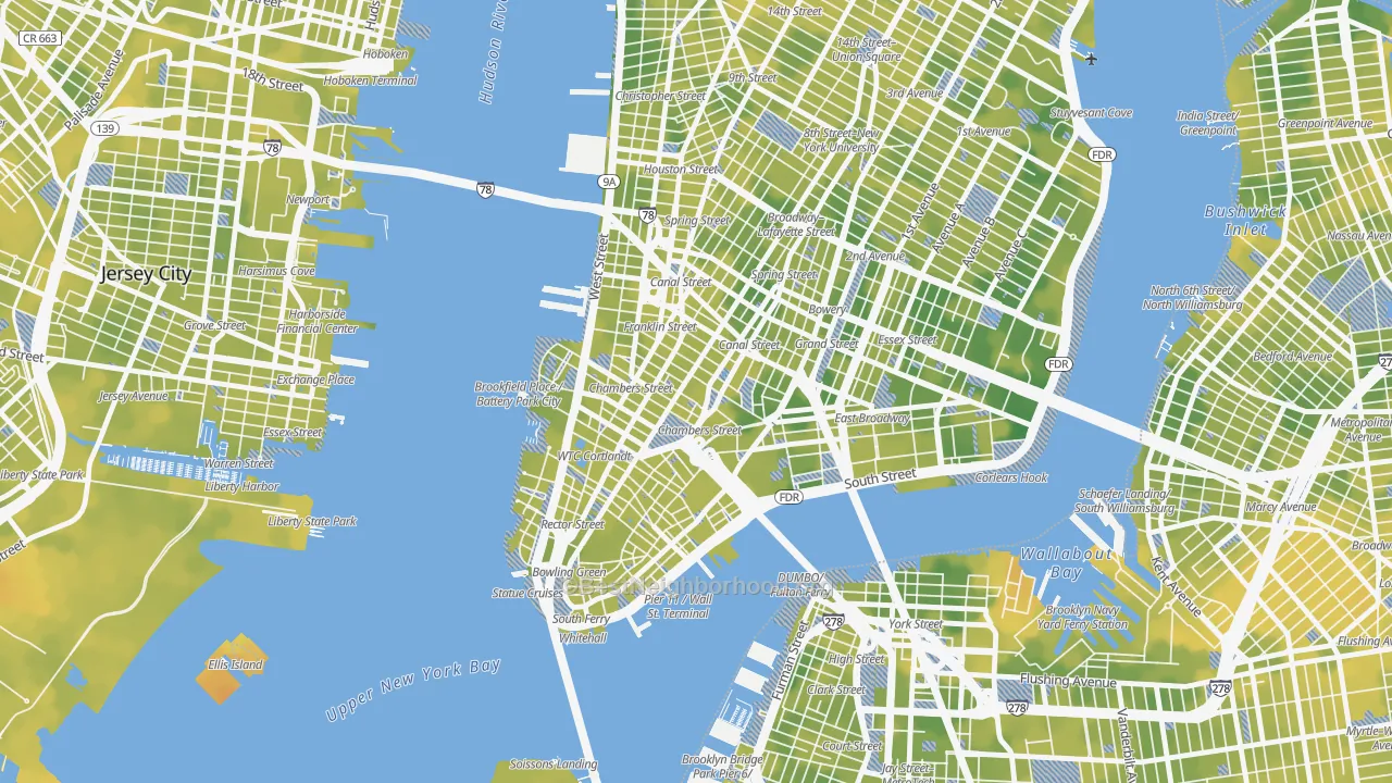 Bike Grade map of 10278, NY