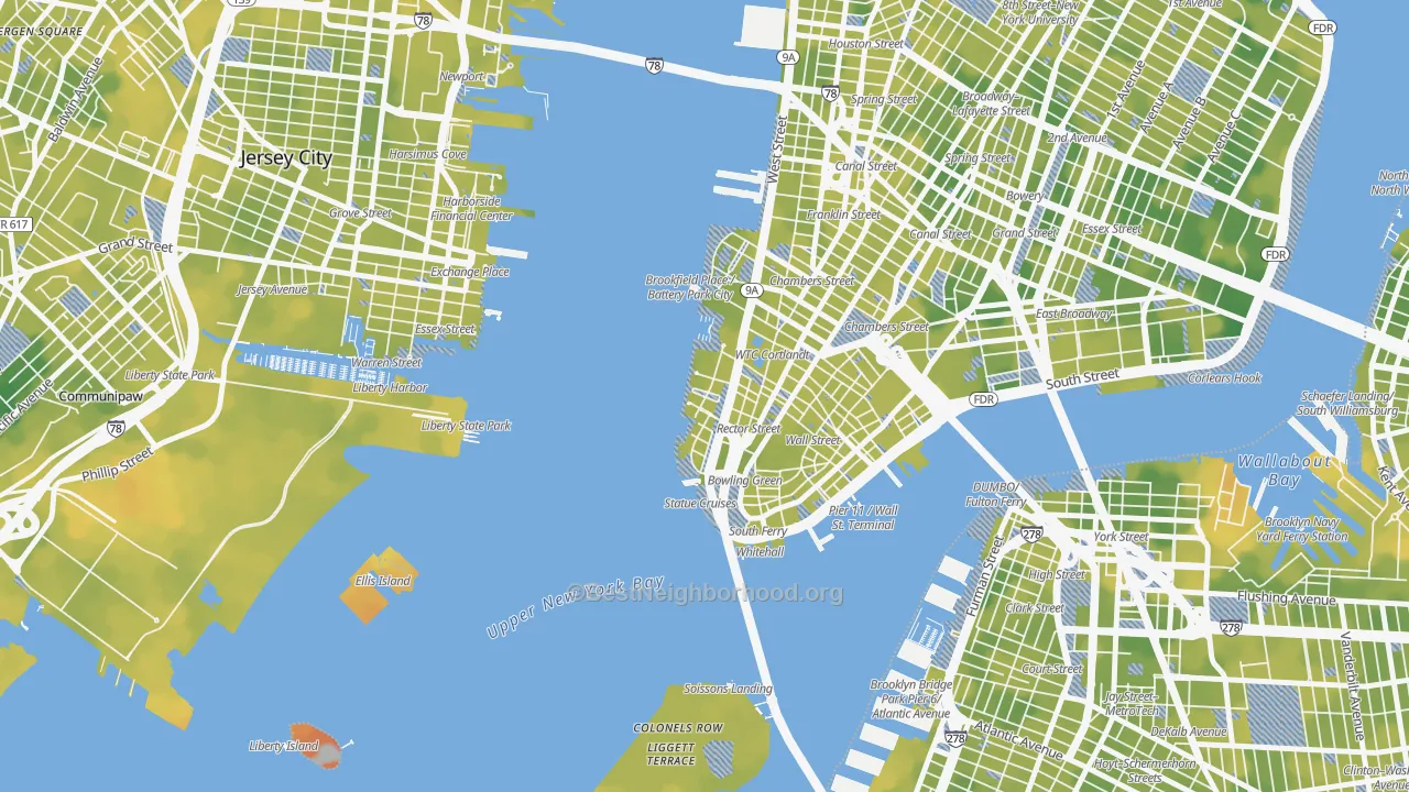 Bike Grade map of 10280, NY