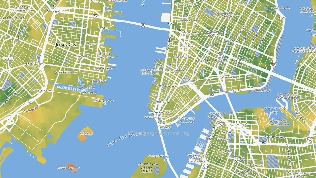 Bike Grade map of 10281, NY