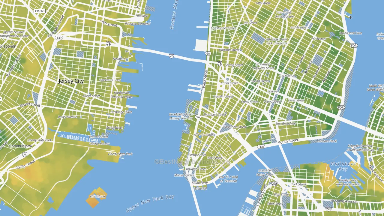 Bike Grade map of 10282, NY