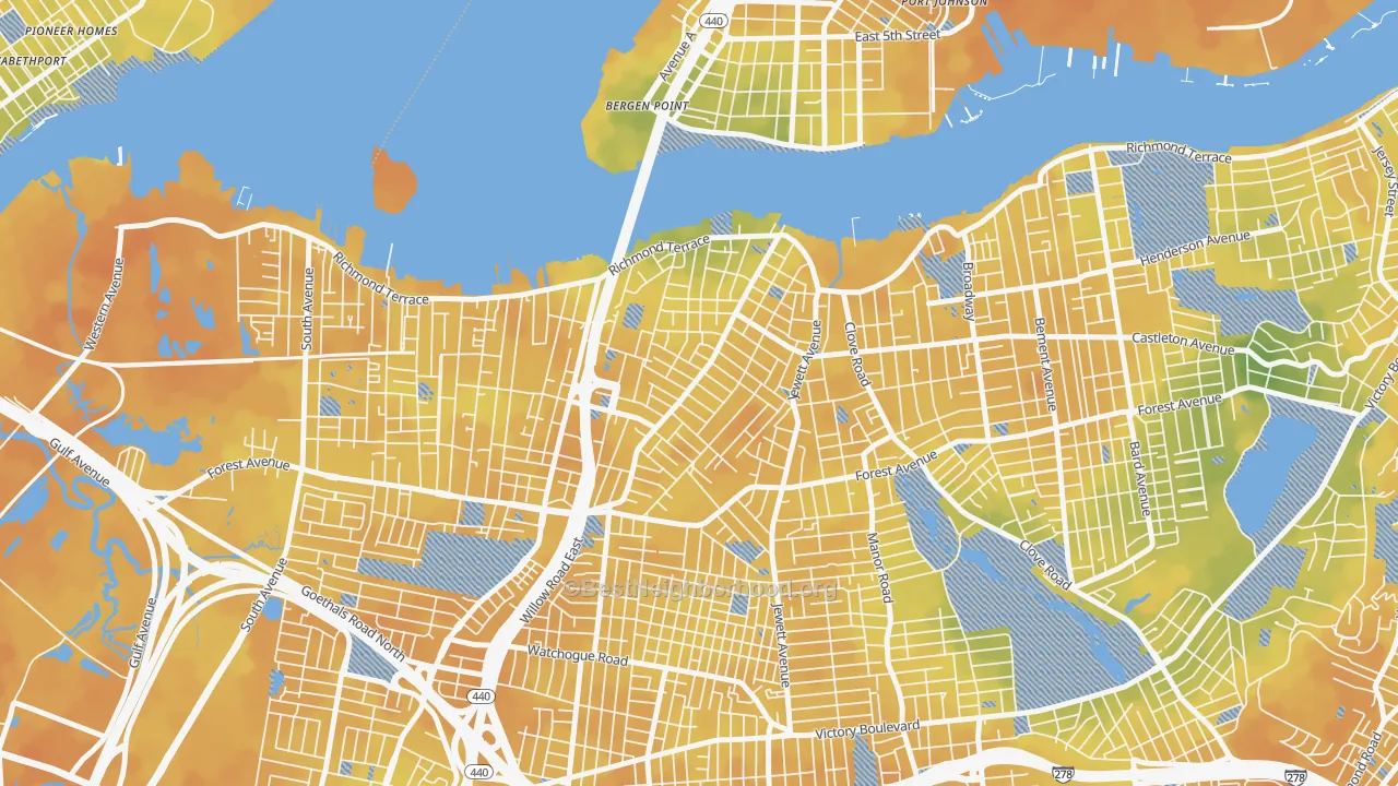 Bike Grade map of 10302, NY
