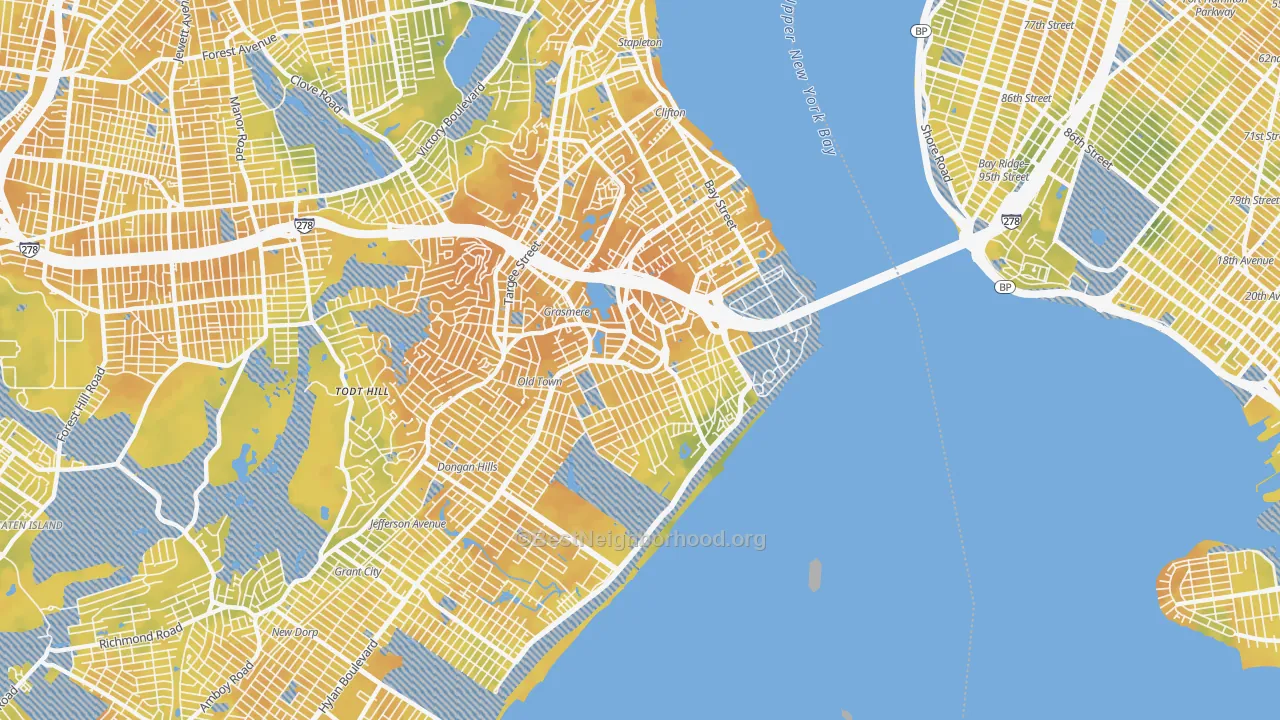 Bike Grade map of 10305, NY