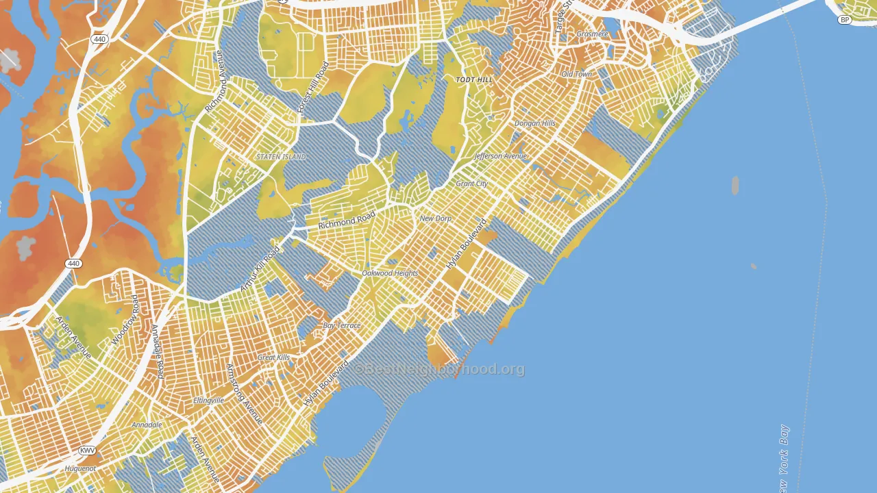 Bike Grade map of 10306, NY