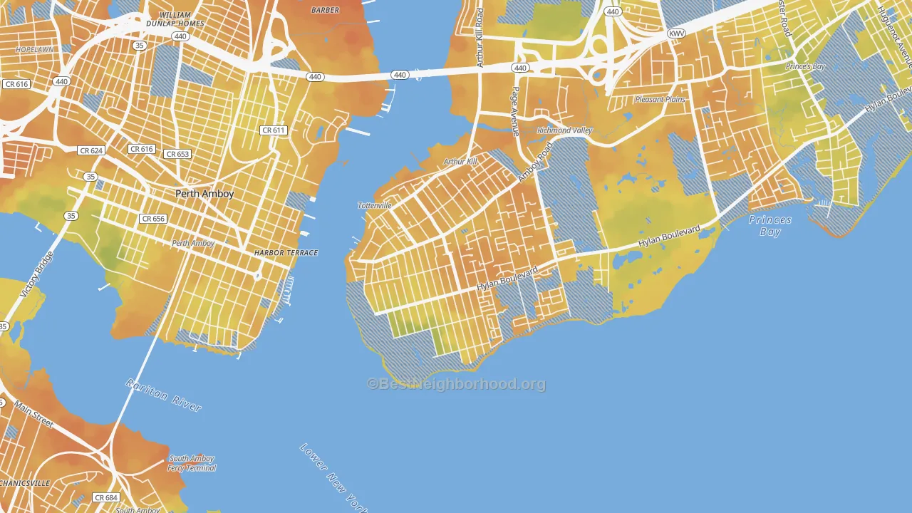 Bike Grade map of 10307, NY