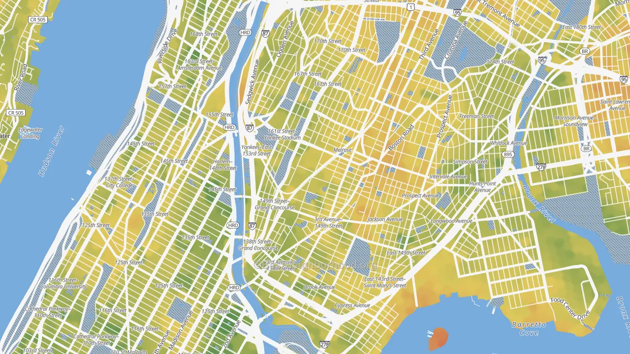 Bike Grade map of 10451, NY