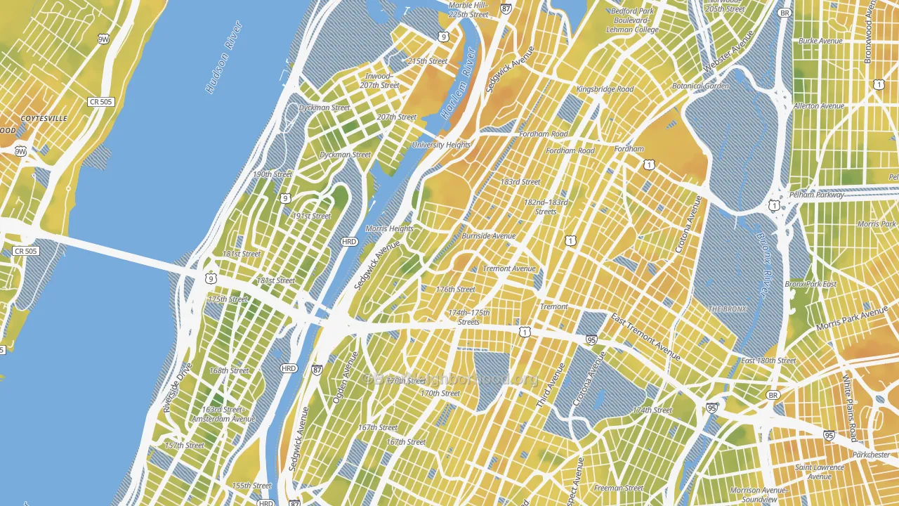 Bike Grade map of 10453, NY