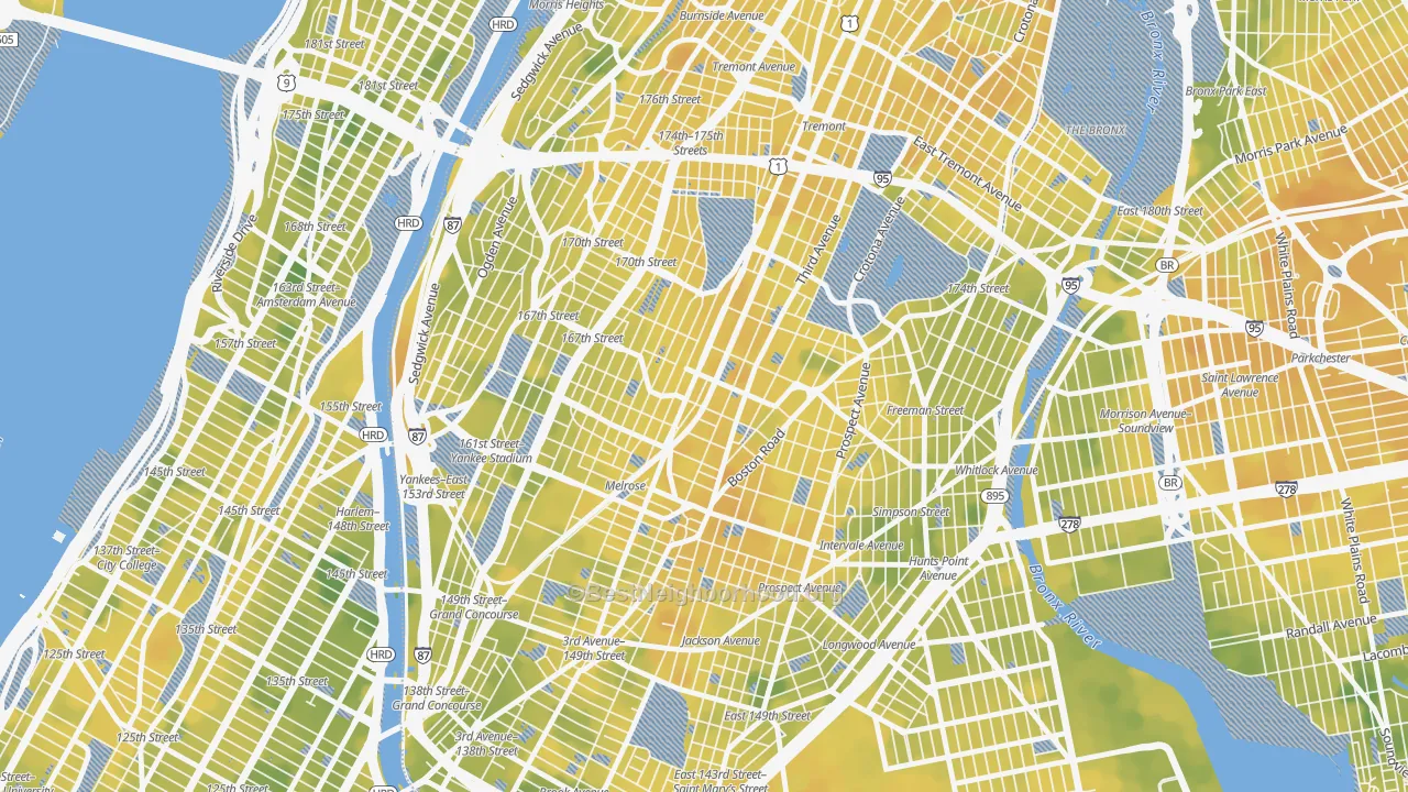 Bike Grade map of 10456, NY