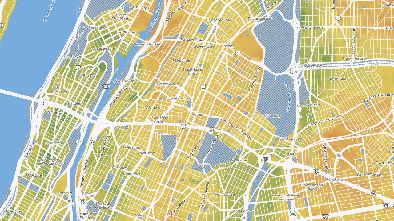 Bike Grade map of 10457, NY