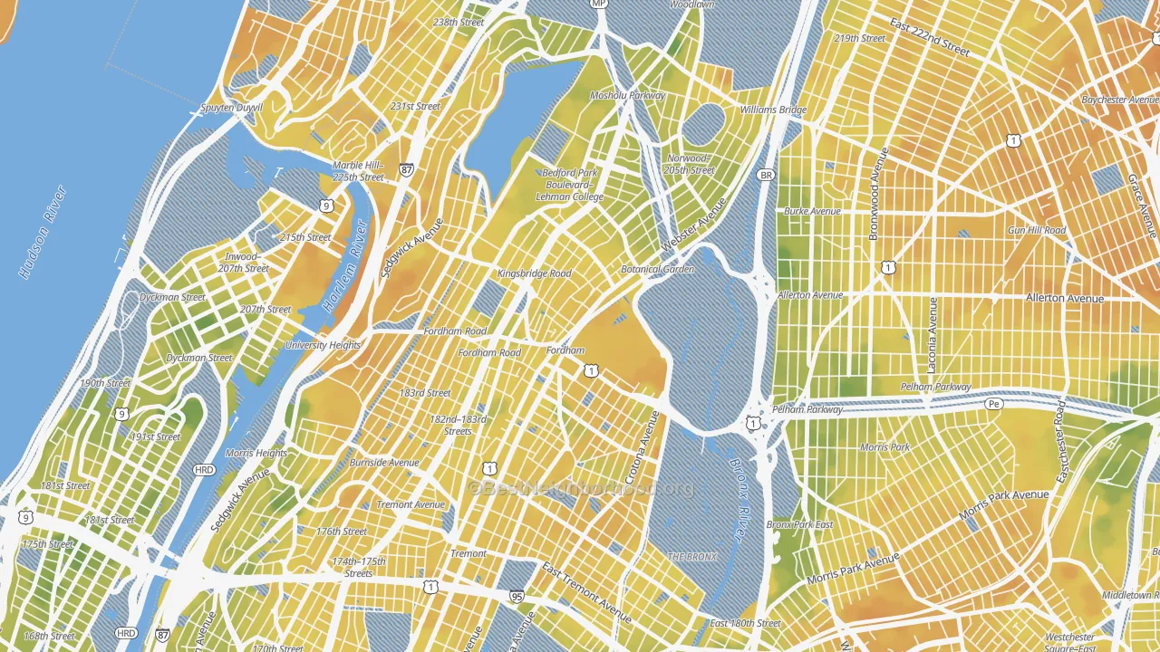 Bike Grade map of 10458, NY