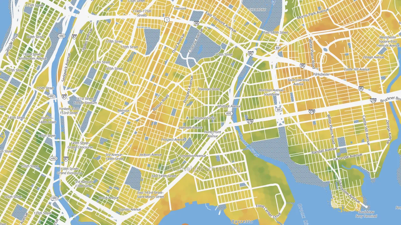 Bike Grade map of 10459, NY