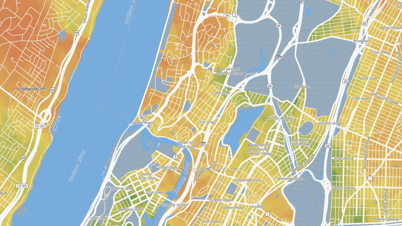 Bike Grade map of 10463, NY