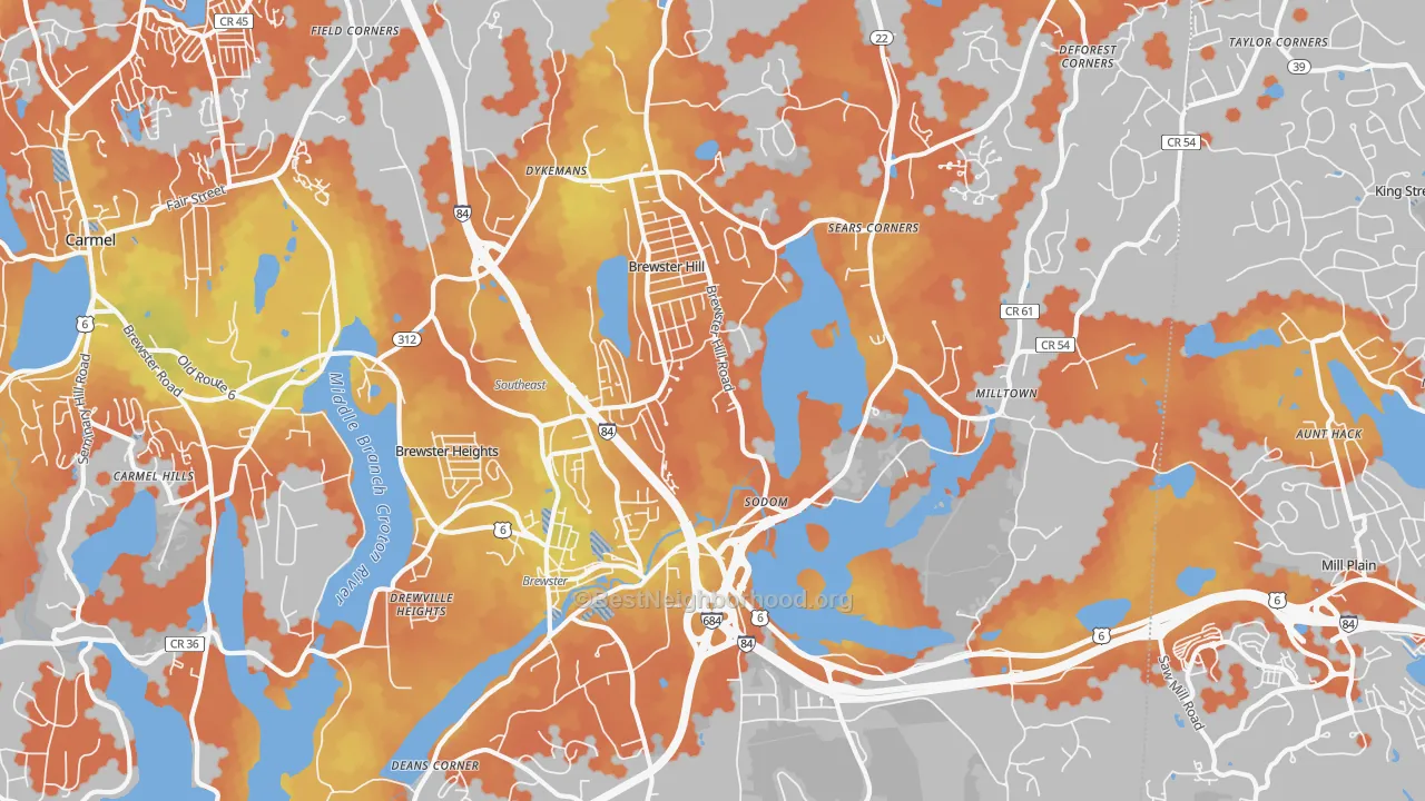 Bike Grade map of 10509, NY