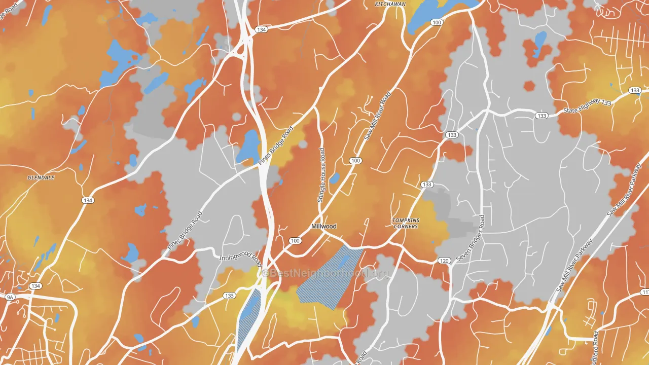 Bike Grade map of 10546, NY