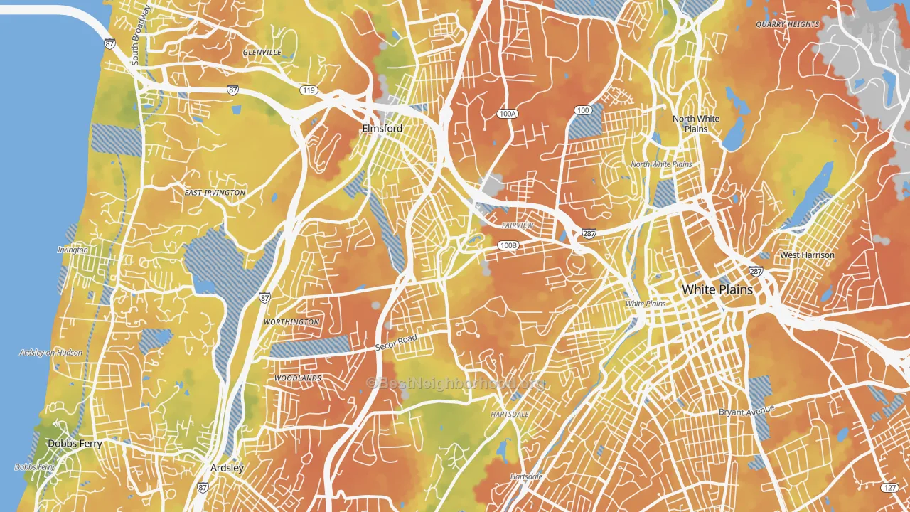 Bike Grade map of 10607, NY