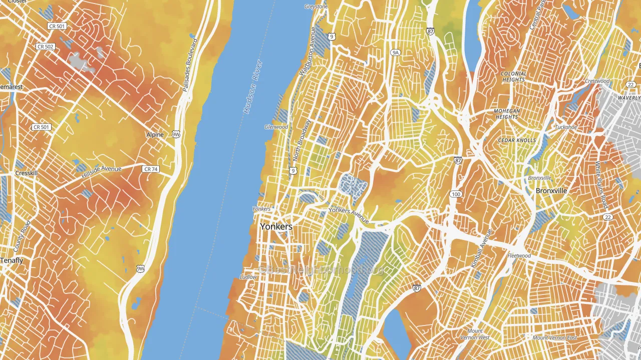 Bike Grade map of 10701, NY