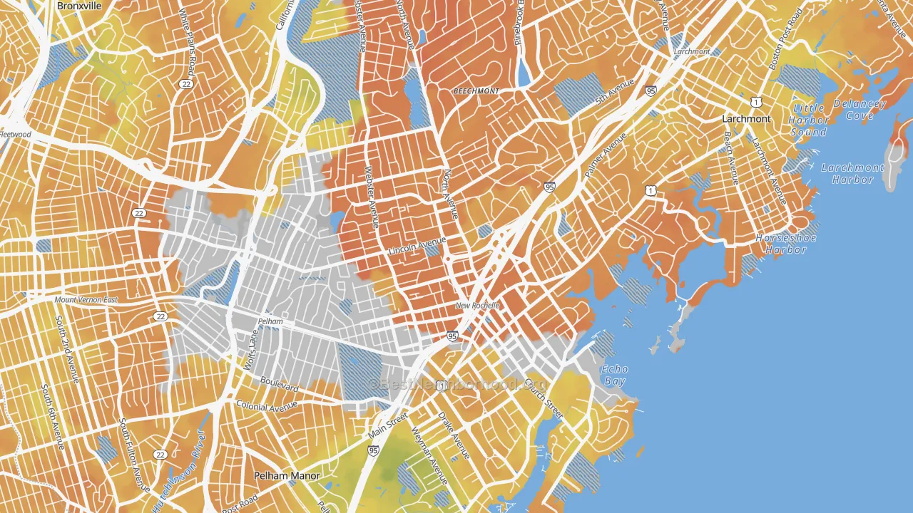 Bike Grade map of 10801, NY