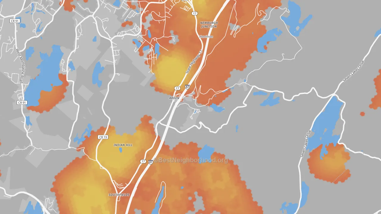 Bike Grade map of 10910, NY