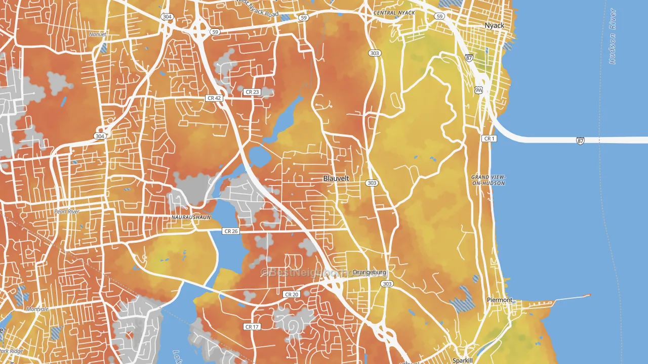 Bike Grade map of 10913, NY