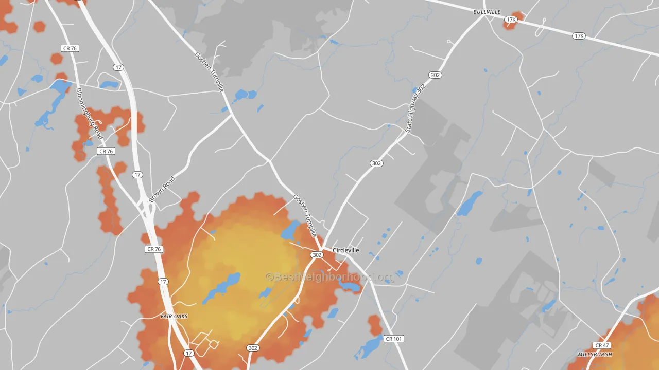 Bike Grade map of 10919, NY