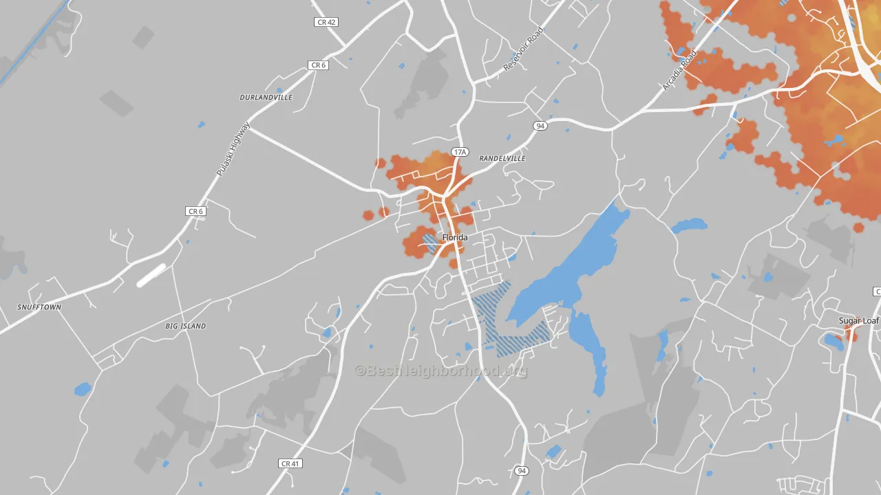 Bike Grade map of 10921, NY