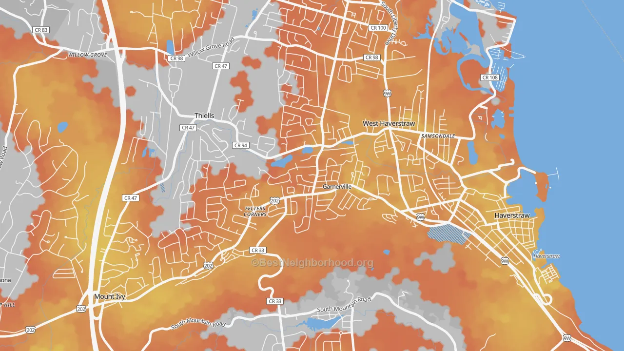 Bike Grade map of 10923, NY