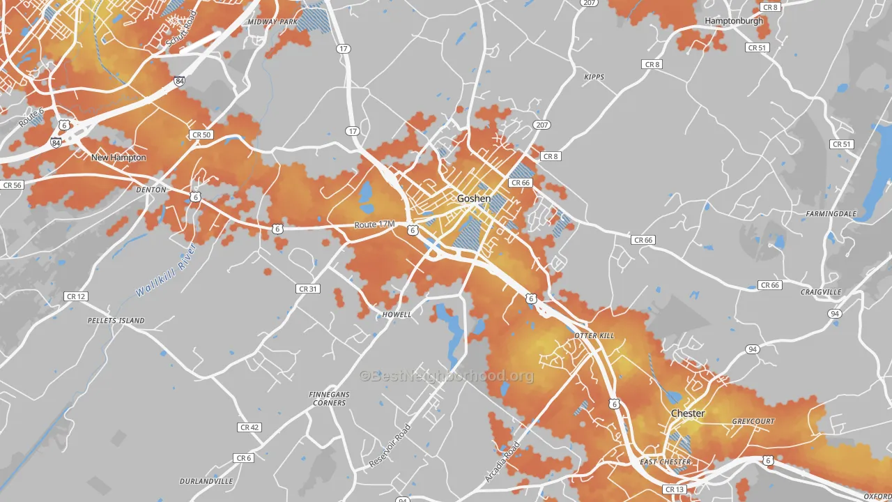 Bike Grade map of 10924, NY
