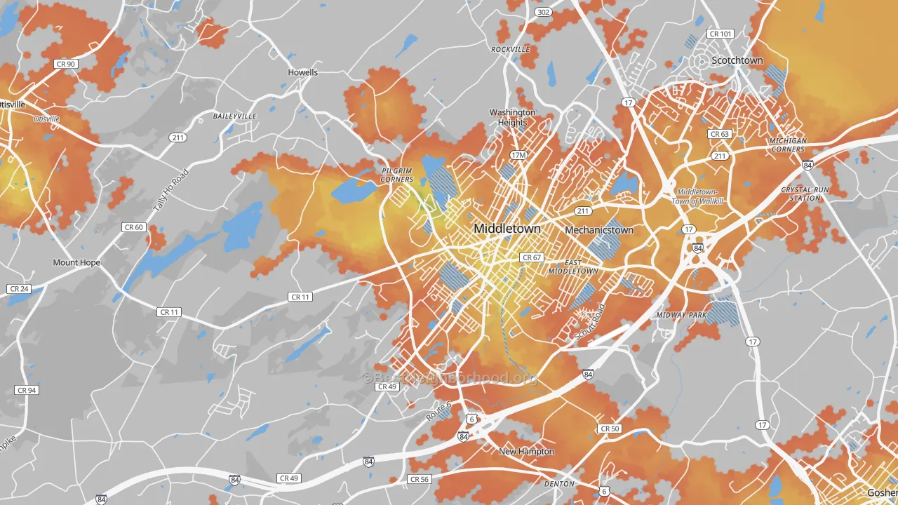 Bike Grade map of 10940, NY