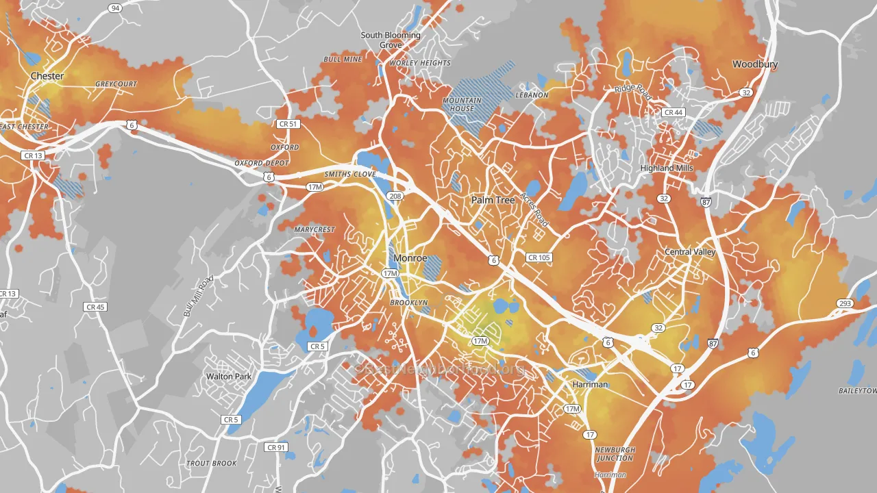 Bike Grade map of 10950, NY