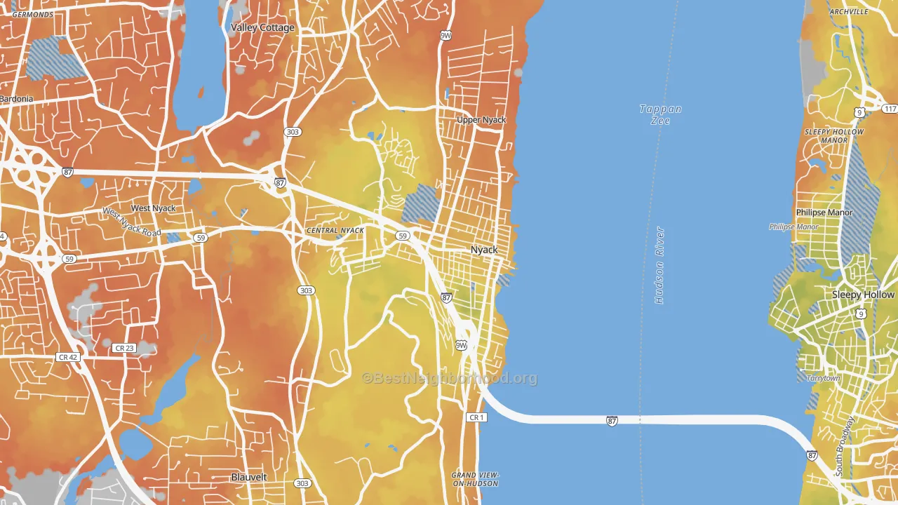 Bike Grade map of 10960, NY