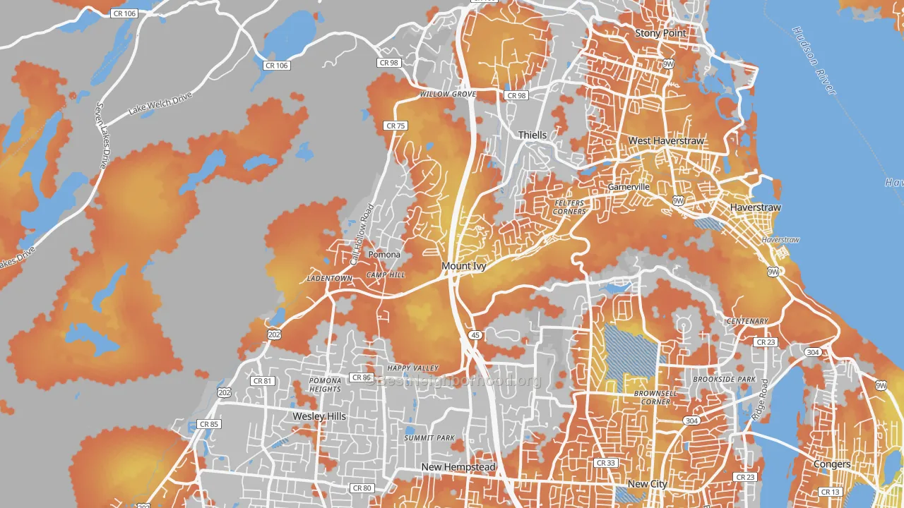 Bike Grade map of 10970, NY
