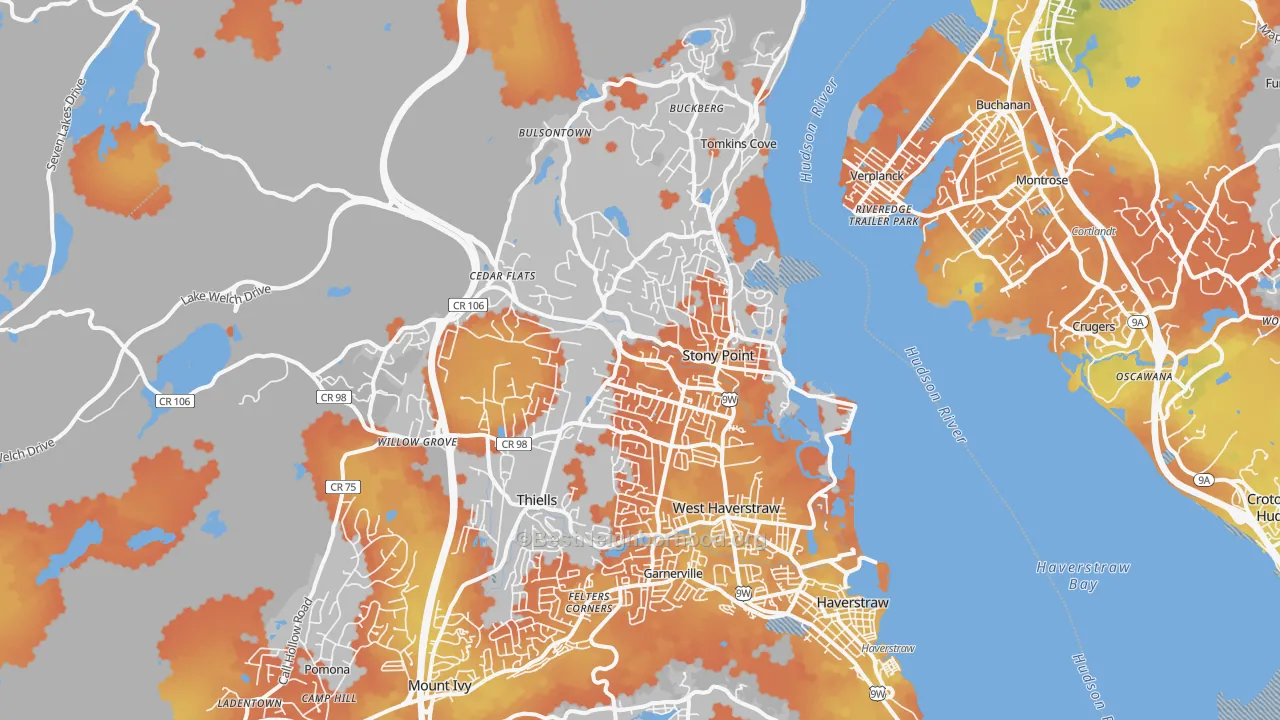 Bike Grade map of 10980, NY