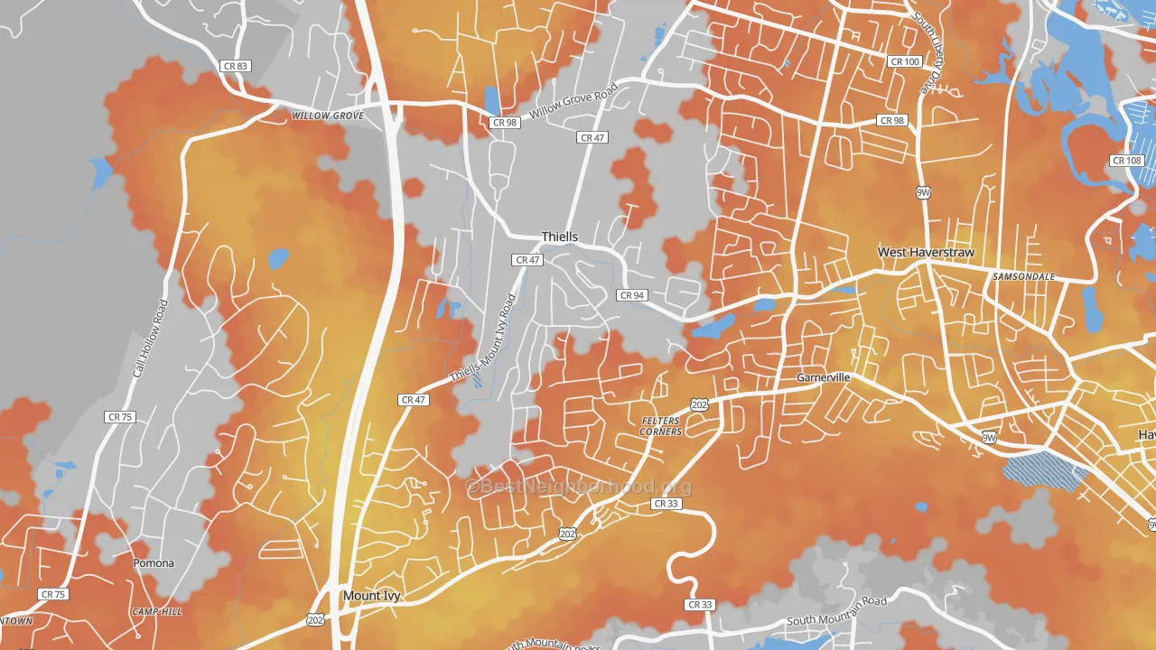 Bike Grade map of 10984, NY