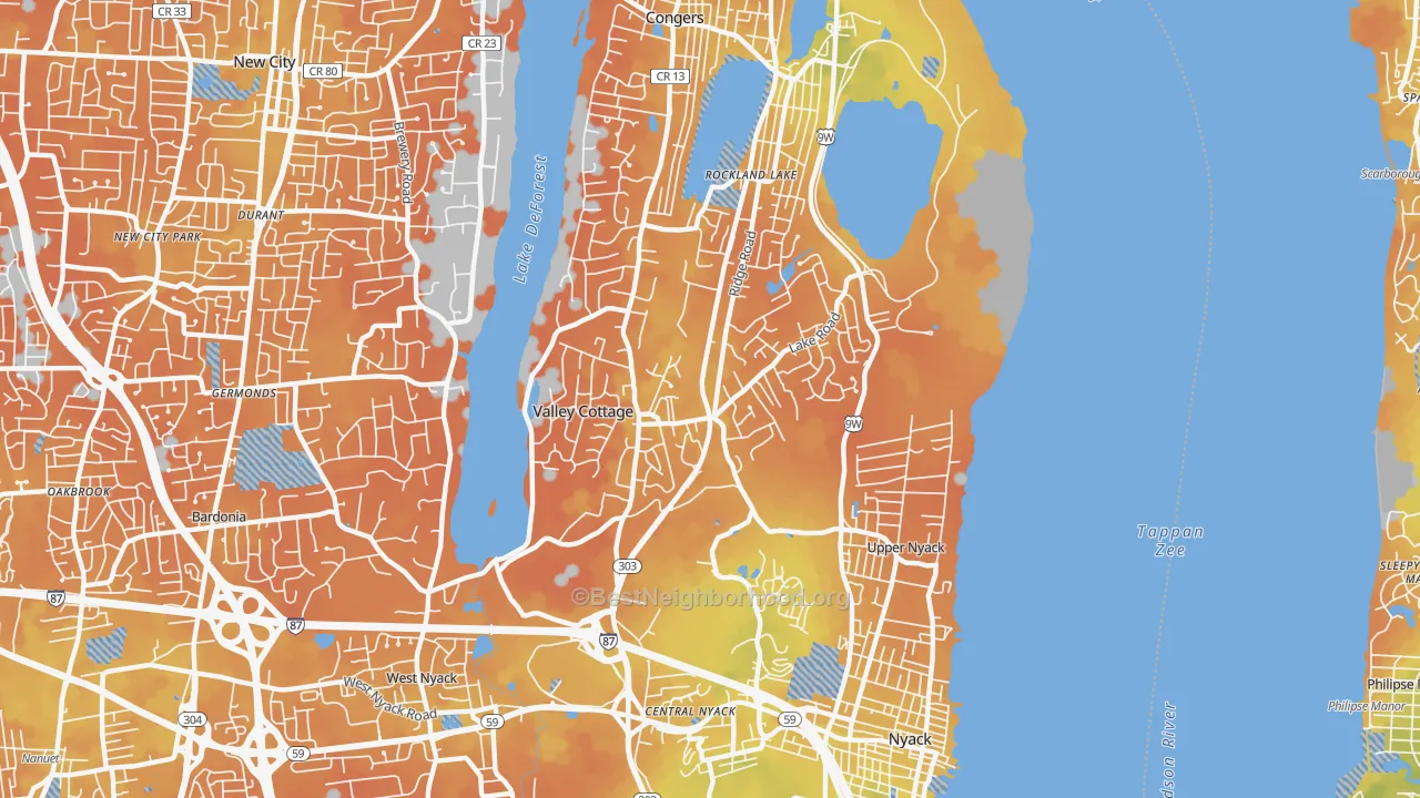 Bike Grade map of 10989, NY
