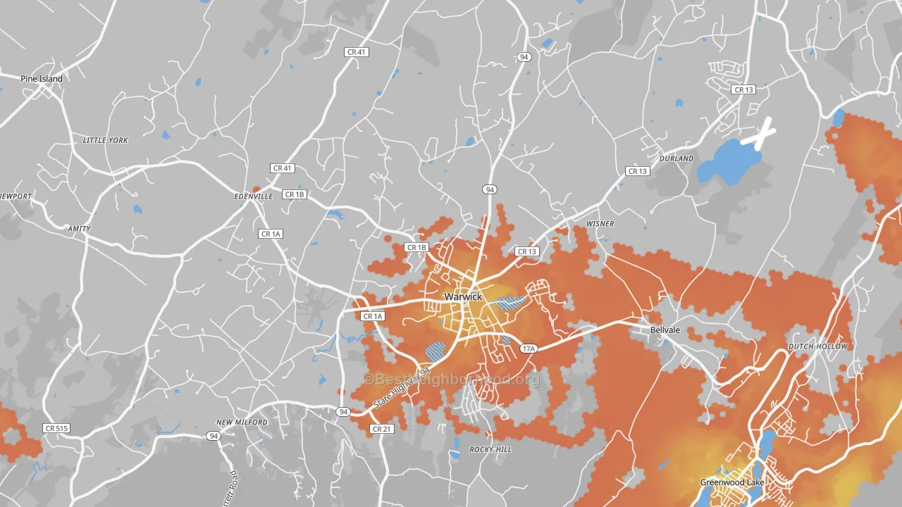 Bike Grade map of 10990, NY
