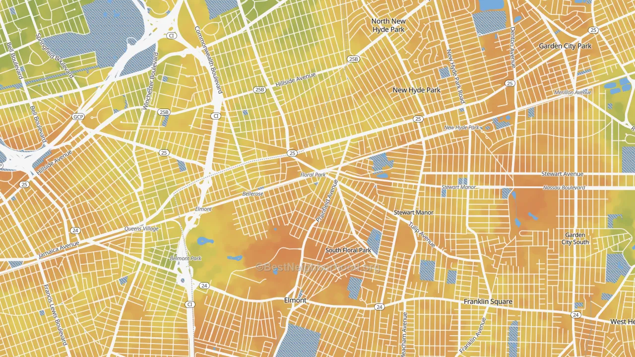 Bike Grade map of 11001, NY