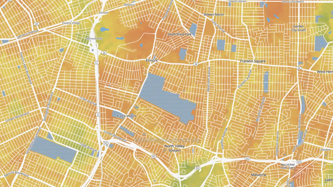 Bike Grade map of 11003, NY